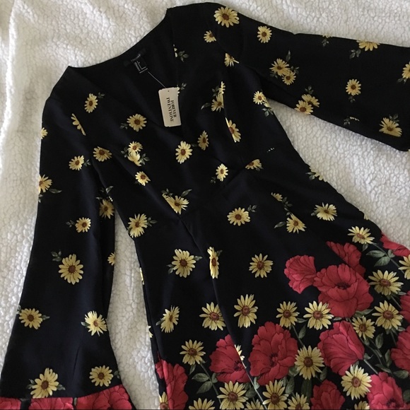 forever 21 black dress with red flowers